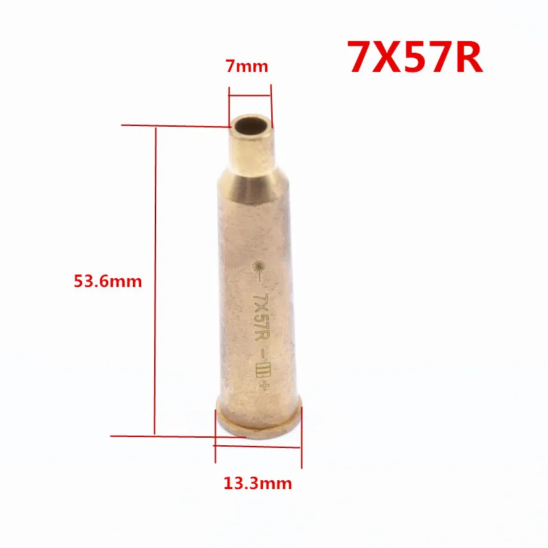 7X57R Лазерный латунный медный boresight CAL 7 мм 38 303 30 12GA 8X57JRS 223 картридж Диаметр sighter для регулировки прицела охоты - Цвет: 7X57R
