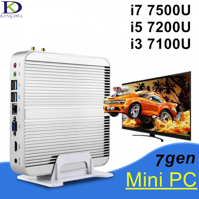

[Core i7 7500U i5 7200U i3 7100U] 7th Gen Kaby Lake безвентиляторный мини-ПК домашний кинотеатр персональный компьютер Windows10 неттоп 4K HD Wifi