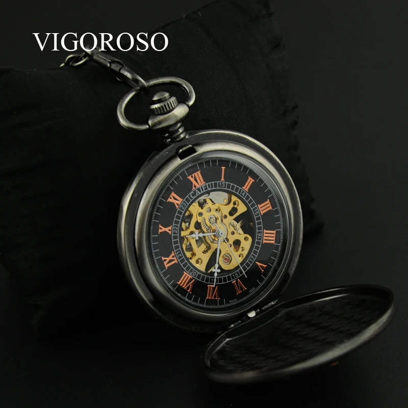 Часы скелетоны с красным камнем для мужчин черные стальные Механические