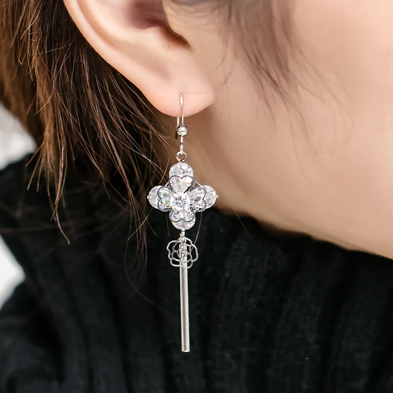 Женские серьги подвески Manxiuni boucle d'oreille femme pendante длинные с кристаллами