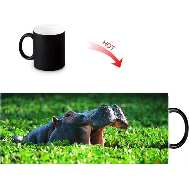 Забавные кружки с рисунком бегемота кружка для кофе меняющая цвет чашка чая и