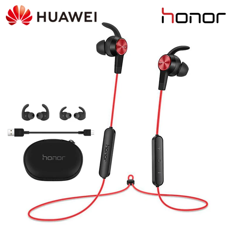 Huawei Honor xSport AM61 беспроводные Bluetooth наушники Магнитная Спортивная гарнитура Водонепроницаемая с микрофоном сумка для хранения для Apple Xiaomi - Цвет: Красный