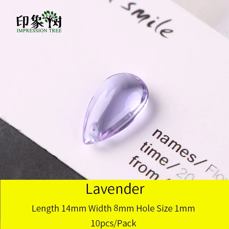 Lavender 10pcs Стеклянные кабошоны в форме капли, 10 шт., 14х8 мм, бусины ручной работы для самостоятельного изготовления ювелирных украшений, модель 16021 - Цвет: Lavender 10pcs