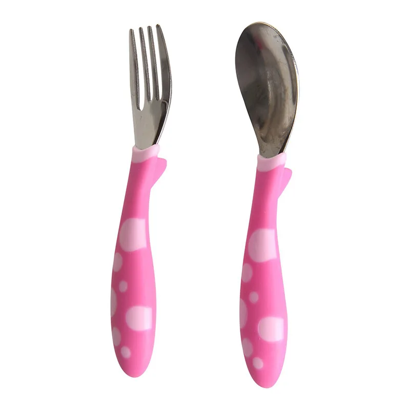 GB 2pcs Spoon &amp Fork Set Stainsteel Steel Tableware Baby Utensils Safety Infant Feeding Gift | Мать и ребенок
