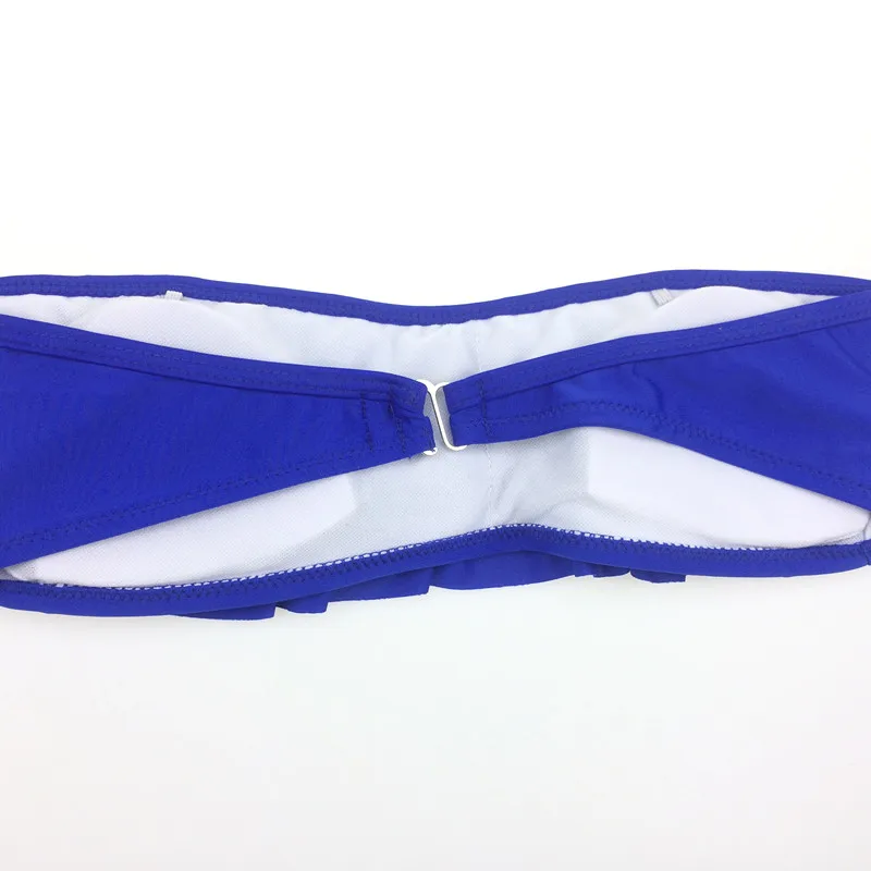 Брендовый комплект бикини с цветочным принтом синий купальник оборками женский