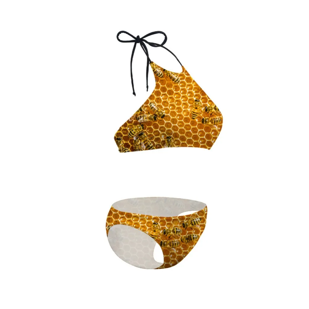 Women Sexy Swimsuit High Neck Backless 3D Vivid Print Female Bikini Set Summer Bathing Suits Beach Halter Swimming |