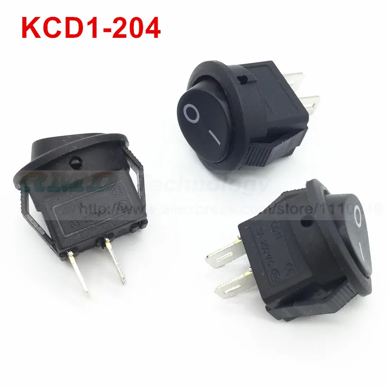10 шт./лот нежный кулисный переключатель KCD11 KCD1-204 15 мм AC 250V 6A 2 Pin черный, красный с светодиодный круглый вкл/выкл SPST оснастки в мини-лодка - Цвет: Черный