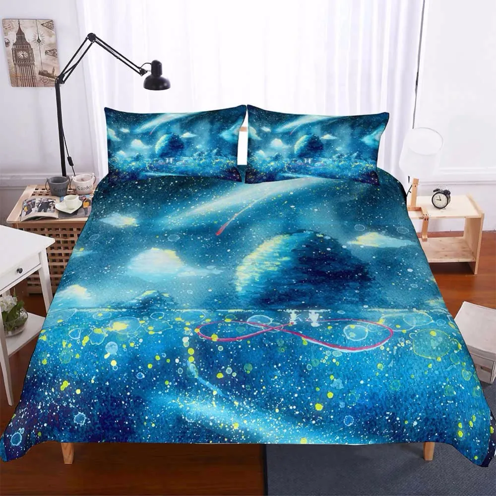 Starry Sky 3d Print Designer Bedding Sets Space Earth Planet Comforter Bed Quilt Cover Sheets King Size Bedlinen F | Дом и сад