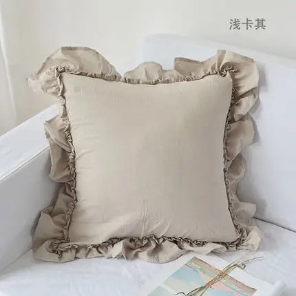 khaki 45/50/60 см розовый/белый/зеленый/серый/хаки и лотосом для кружевная оборка, чехол для подушки, Наволочки lumabr подушка крышка спинка - Цвет: khaki