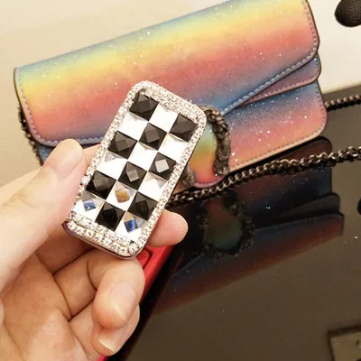 Black Transparent Красочные usb зарядка прикуриватель горный хрусталь дамы на заказ бездымного ветрозащитный электронный ультра-тонкий небольшой легко носить подарок - Цвет: Black Transparent