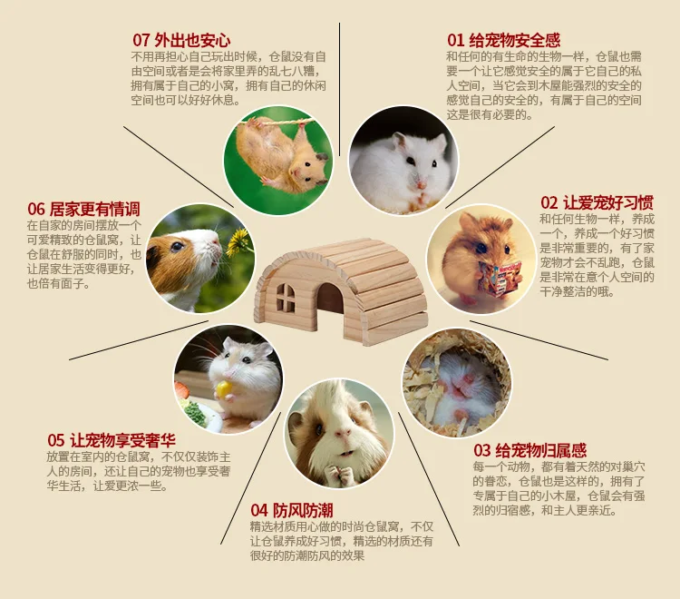 Pet Hamster Wooden House Squirrel Home Supplies Totoro Nest Gerbil Chalet Mice Hideout Rat Mouse Cage Accessories