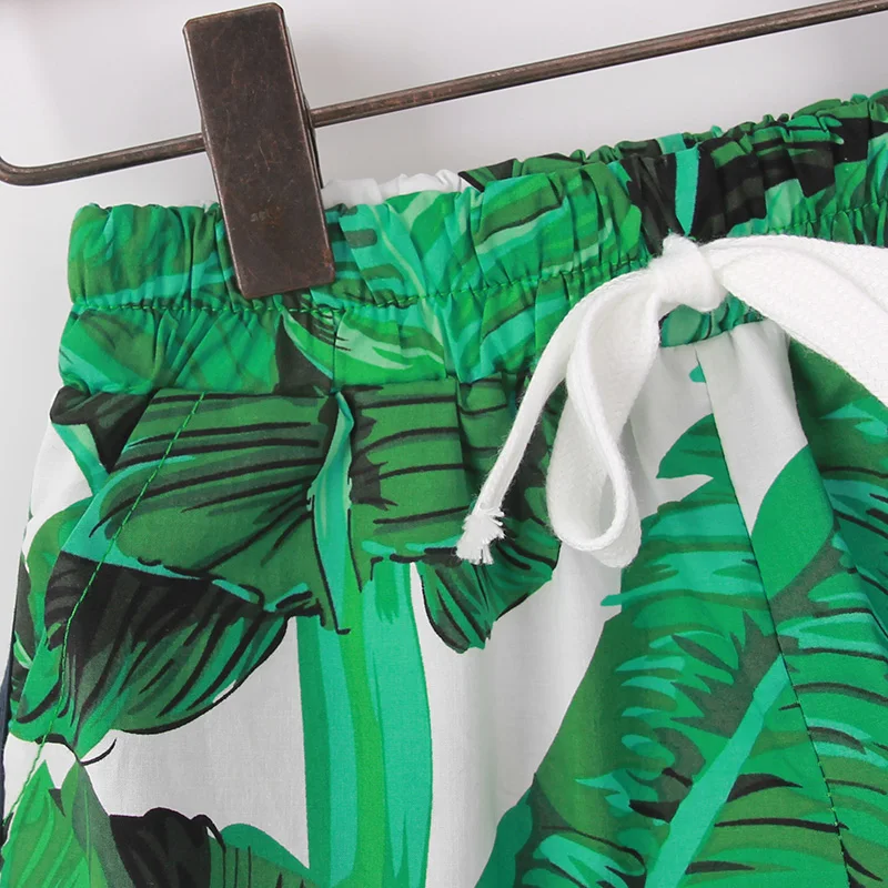 2021 Summer Children Clothes Sets 1-7T Plantain Leaf Print Boys &amp Girls Clothing Casual Cotton Kid For |