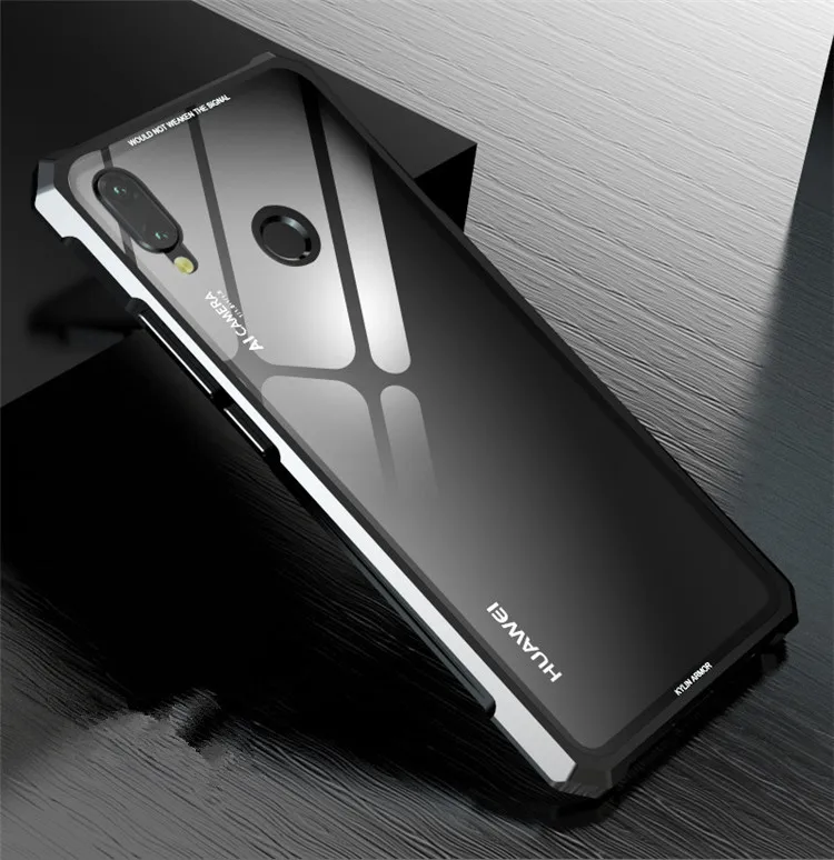 Роскошное Закаленное стекло-Броня чехол для huawei Nova 3 металлический бампер