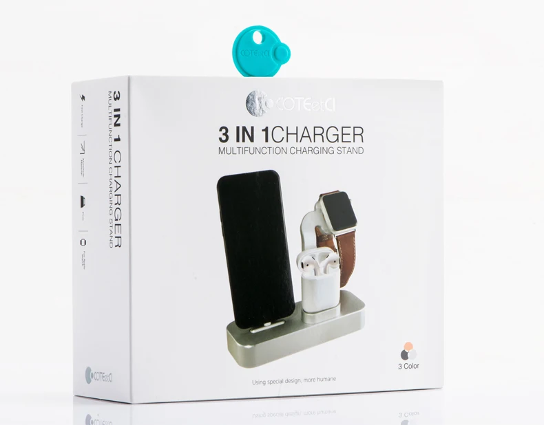 COTEetCI Алюминий 3IN1 Зарядное устройство многофункциональная Подставка для зарядки для iPhone X/8/8 Plus/7/7 Plus/6s/6s Plus/6/6 Plus/iPhone Apple Watch/AirPods