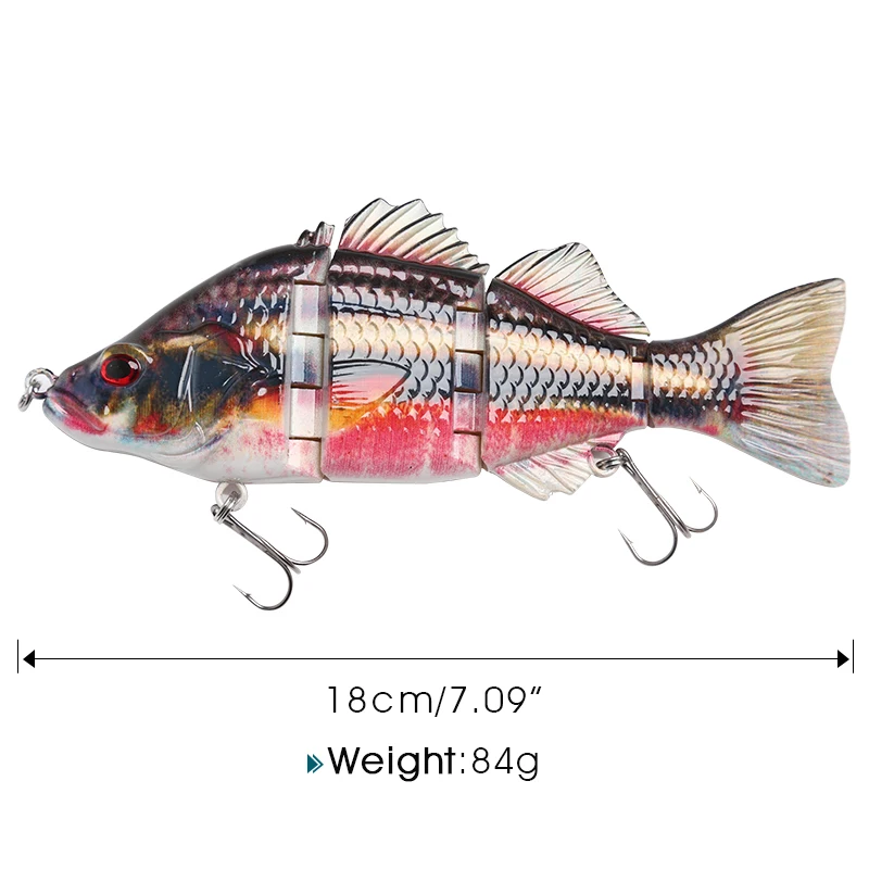 18cm 84g DONQL, 1 шт., приманка для рыбалки, искусственная приманка, 4 секции, 84 г, 21 г, 18 см, 14 см, плавающая приманка, рыболовные воблеры, кренкбейт, 3D глаза, тройные Крючки - Цвет: 18cm 84g