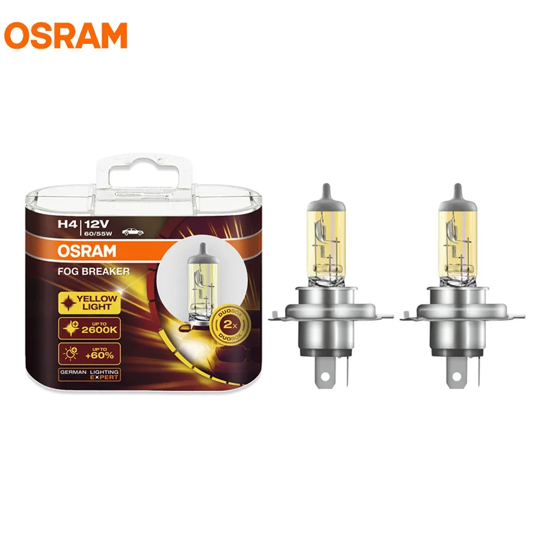 Лампа Ксеноновая OSRAM H4 12 V 60/55 W 2600 K противотуманный фонарь ксенон желтый свет 60%