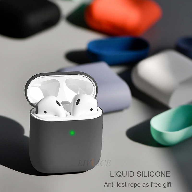 Жидкий силиконовый чехол для airpods 2 1 Защитная крышка Бесплатный анти потеря