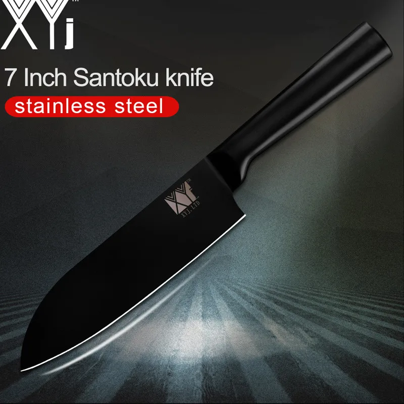 7 inch Santoku Knife XYj 4 шт. нескользящий набор ножей из нержавеющей стали 7 ''Santoku 6,5'' разделочный 5 ''универсальный нож инструменты для приготовления мяса рыбы - Цвет: 7 inch Santoku Knife