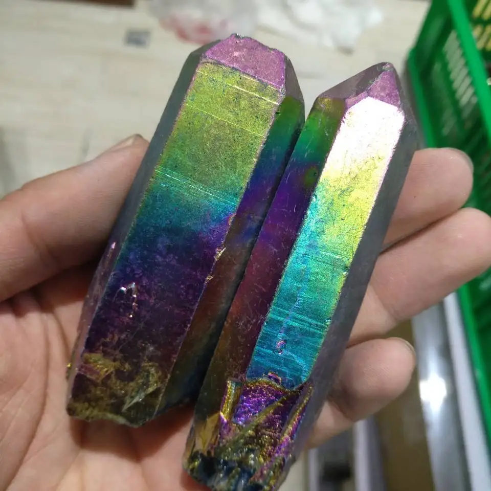 1 шт Цвет Редкие радужные пламя аура кварцевый кристалл точка грубого