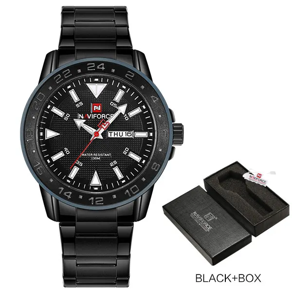 blackbox Новое поступление, кварцевые часы бренда NAVIFORCE, мужские спортивные часы из нержавеющей стали, водонепроницаемые наручные часы с автоматическим календарем, подарочные часы - Цвет: blackbox