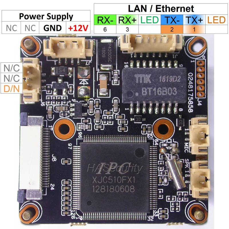 Wi-Fi 960P 1/3 "H65 CMOS датчик изображения + XJC510 (XM510 / IPC510) CCTV IP-камера Модуль платы блока