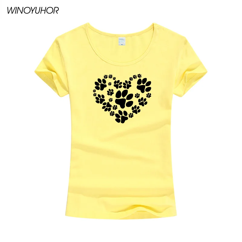 Новинка 2021 модная футболка с принтом Собачья лапа женская коротким рукавом топы