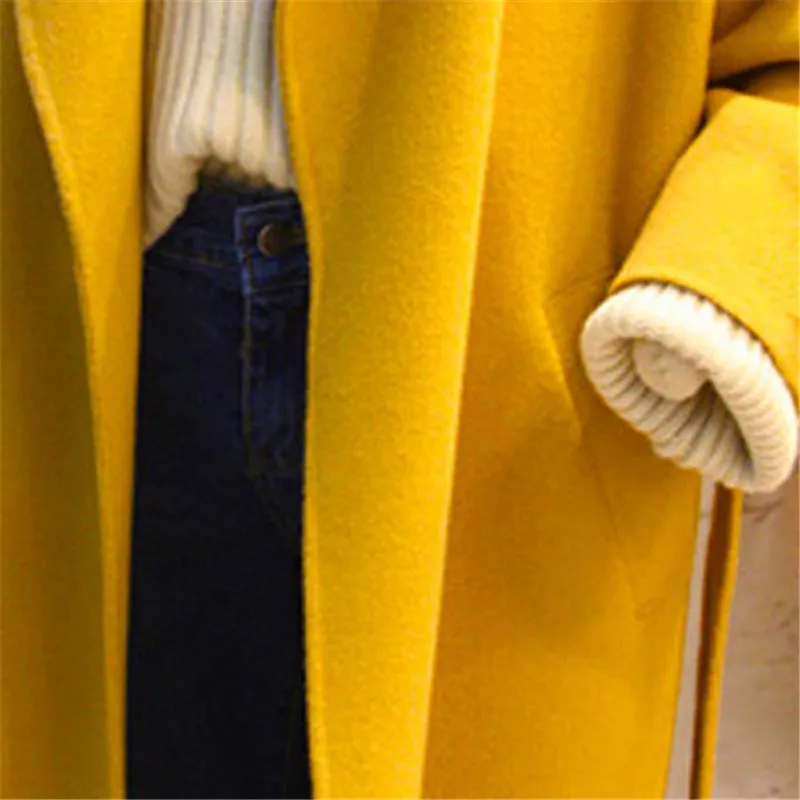 2018 зимнее новое пальто шерстяное женское модное желтое шерстяные большого