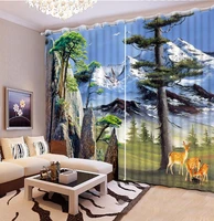 new custom 3d beautiful 3d curtain snow scene stone deer room living room office hotel cortinas blackout curtain fabric