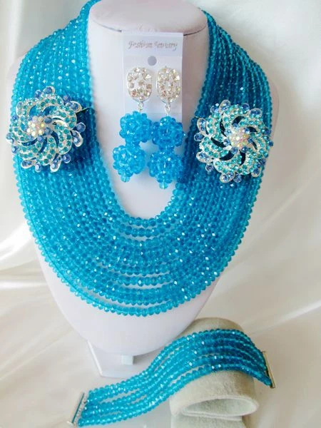 НОВЫЙ нигерийские свадебные Бирюзовый africanbeads Комплект ювелирных изделий
