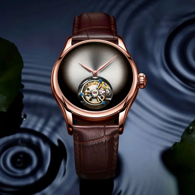 Копейка Tourbillon мужские часы Топ бренд оригинальные настоящие Tourbillon мужские водонепроницаемые механические наручные часы - Цвет: Rose gold silver
