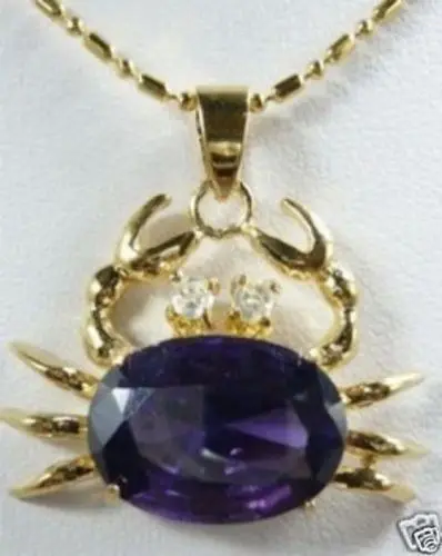 

FREE shipping> >>>> beautiful purple zircon Crab Pendants Necklace