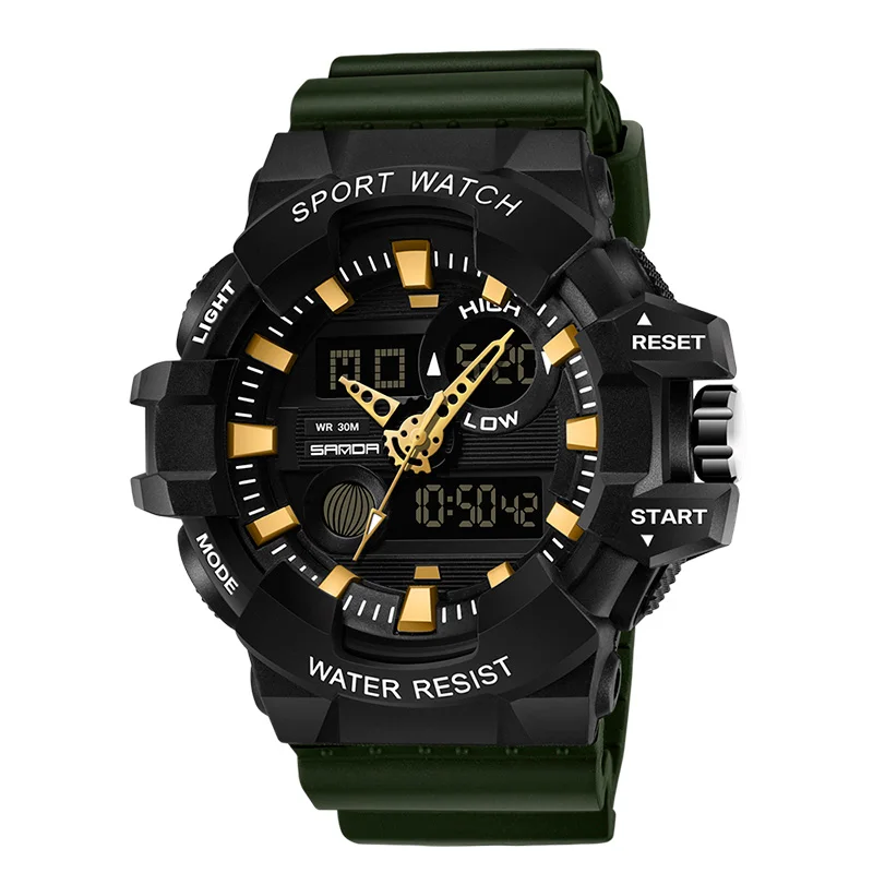 Army Green SANDA G стиль спортивные мужские часы лучший бренд класса люкс S шок сопротивление светодиодный кварцевые военные часы мужские часы Relogio Masculino - Цвет: Army Green