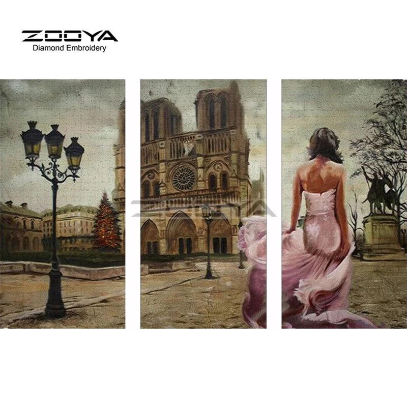 ZOOYA Алмазная вышивка DIY картина Женский замок Лайт 3 шт. крестиком Стразы мозаика