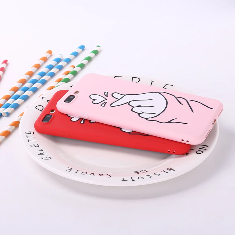 Милый мягкий силиконовый матовый чехол с надписью Love Gesture Heart для iPhone 12 11 Pro 6 6S 8 8Plus