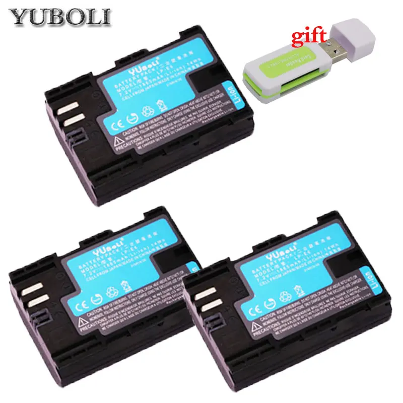 3battery Bateria LPE6 LP-E6 LP E6 LP E6N батарея Япония ячейки+ двойное зарядное устройство для Canon LP-E6, LP-E6N, EOS 80D, 6D, 7D, 70D, 60D, 5Ds, 5D Mark - Цвет: 3battery
