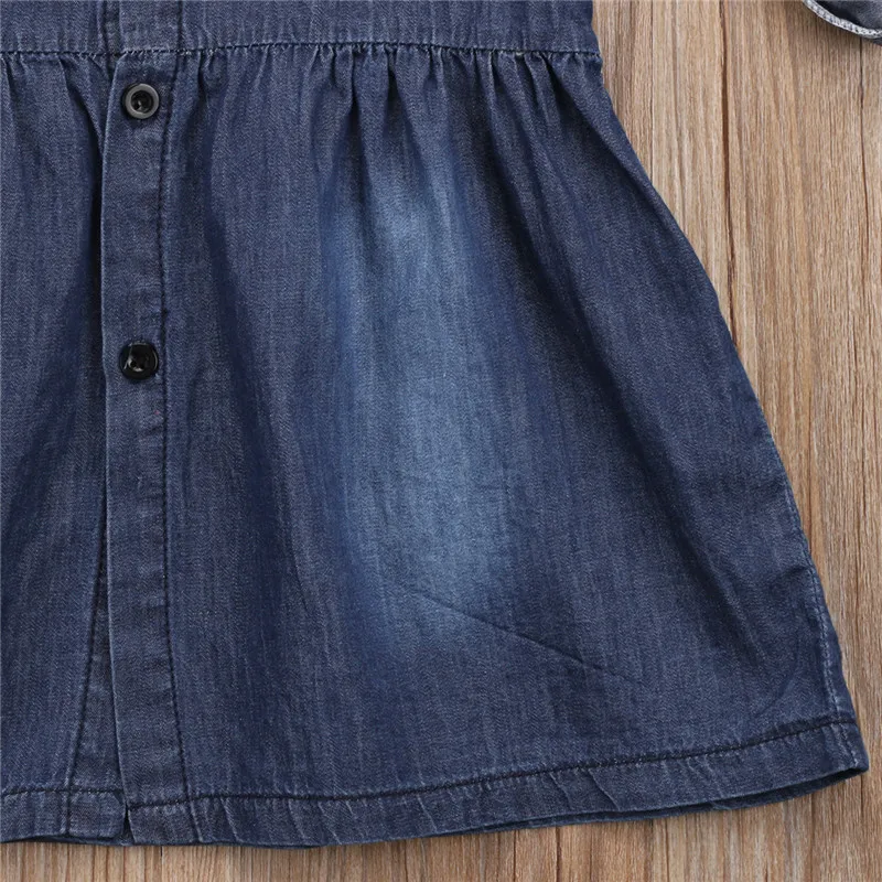 Милое джинсовое мини-платье для маленьких девочек летняя уличная одежда с