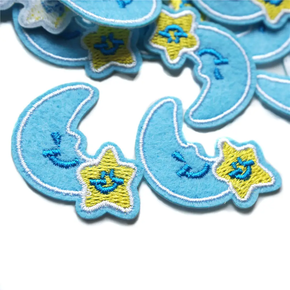 Мини-патчи с синей Луной и желтой звездочкой 10 шт. Прошитые железные Жетоны для