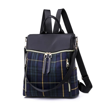 Корейская версия нового водонепроницаемого рюкзака из ткани Оксфорд, рюкзак в клетку для путешествий, сумка двойного назначения zy64 - Цвет: blue plaid