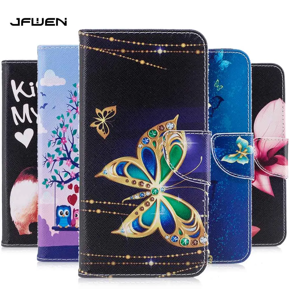 JFWEN Coque для huawei P9 Lite случае роскошные расписные мультфильм магнитная Флип