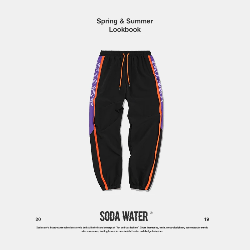 Мужские спортивные брюки sodawater черные повседневные тренировочные штаны с