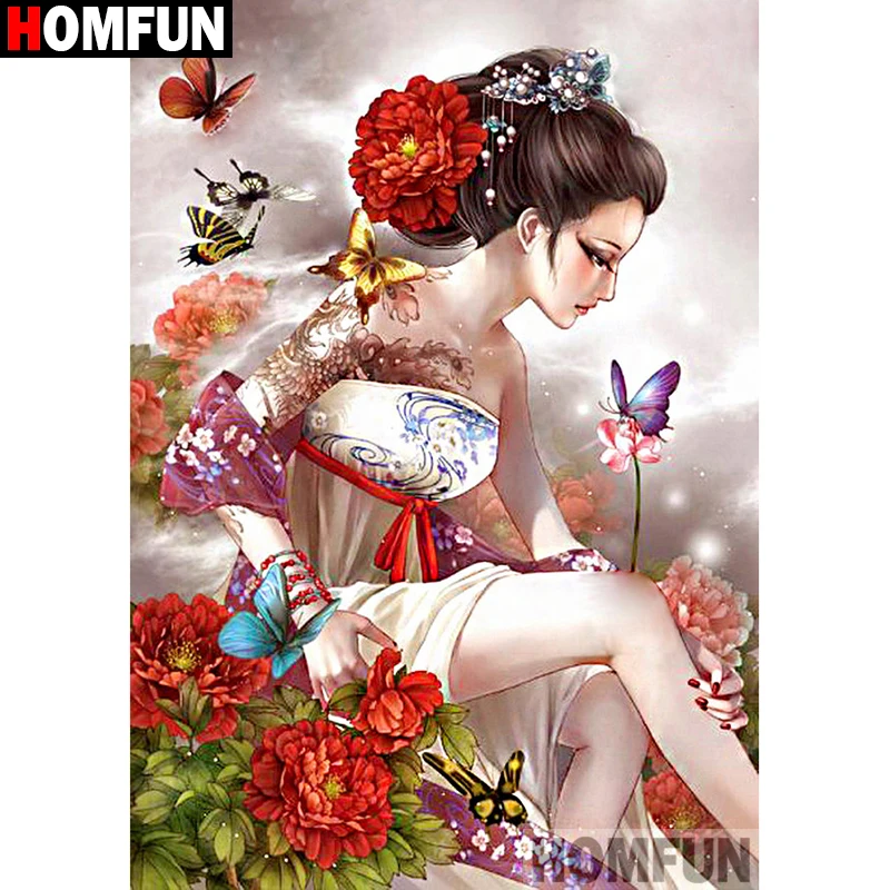 Алмазная живопись HOMFUN A25958 полноразмерная/круглая вышивка с узором красивый