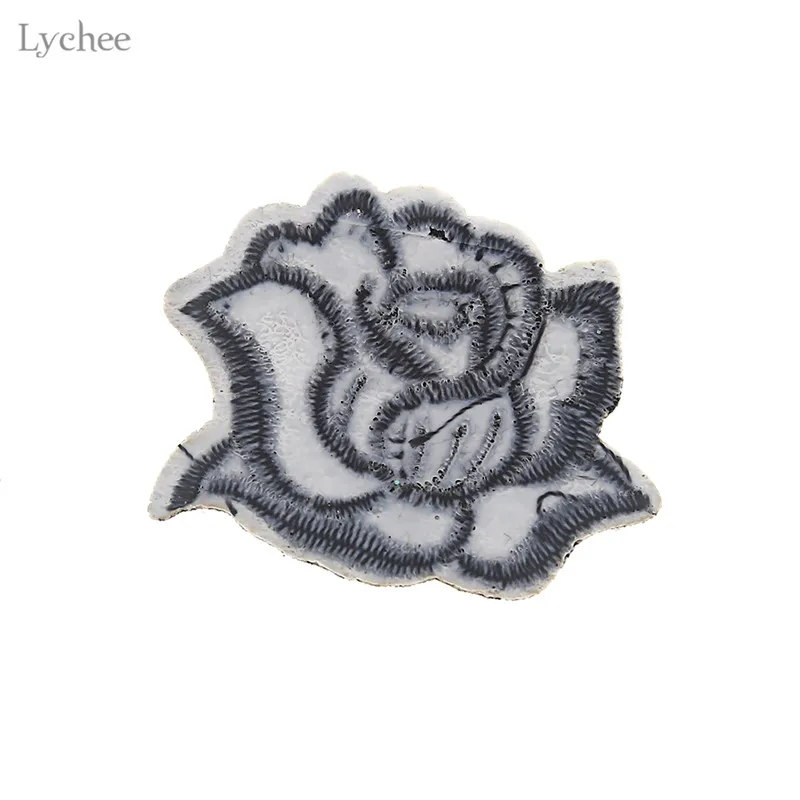 10 шт. вышитых черных цветов розы Lychee наклейки для одежды аппликация утюга сделай