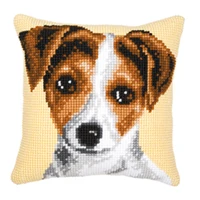 Собака коллекция 01 DIY Набор для рукоделия Подушка с вышивкой из акриловой пряжи Гобелен Холст Подушка передняя Вышивка крестом Наволочка - Цвет: Цвет: желтый