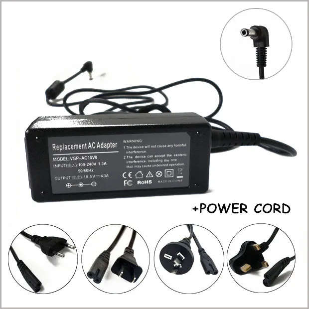 

10.5V AC Adapter Laptop Power Charger For Caderno Sony Vaio Duo 10 11 13 Touch Ultrabook VGP-AC10V9 VGP-AC10V10 PA-1450-05SP
