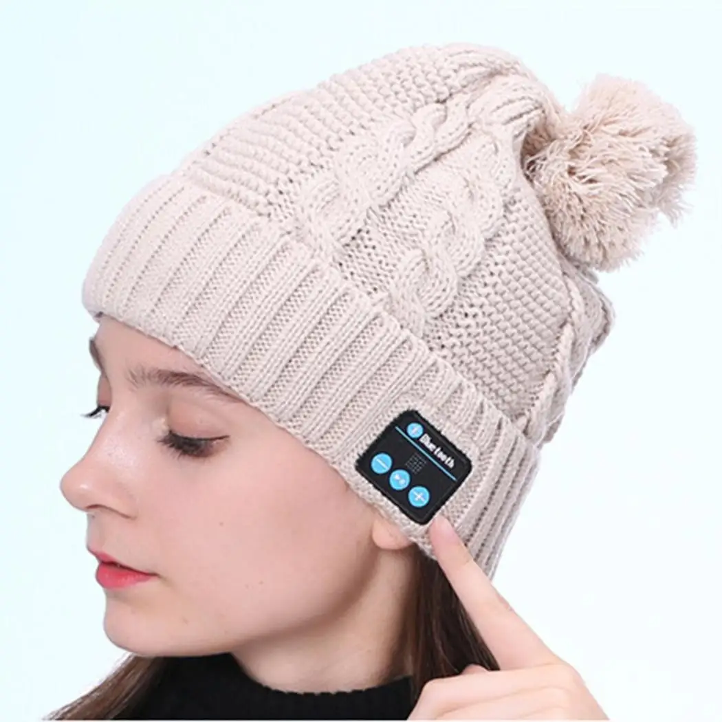 Стерео вязанная 4 шапка Повседневная Bluetooth осенне-зимняя вязаная кепка в стиле унисекс 1 теплая 100 см гарнитура беспроводная около зимняя шапочка