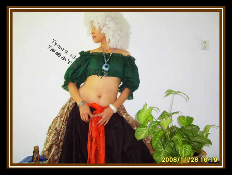 САР танец живота Ренессанс укороченный топ пират Wench Gypsy костюм феи крестьянское