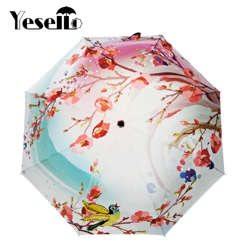 Yesello Peach Blossom складной зонт ультра-тонкий светильник непромокаемый зонтик Женский Зонт розовый цветок женский солнцезащитный зонт