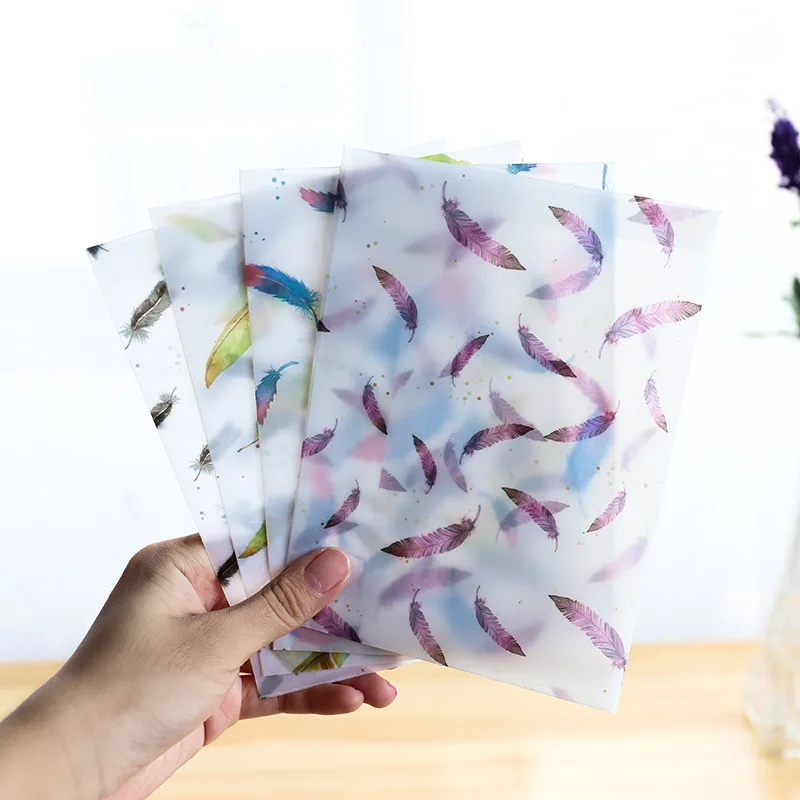 8 шт./лот симпатичный конверт с красочными перьями пергаментная бумага