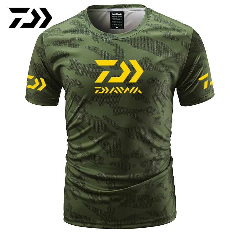 

Summer Daiwa Clothing for Fishing Camouflage Outdoor Fishing Tshirt Breathable Letter Short Sleeve Top Sport Quality Fishing Tee