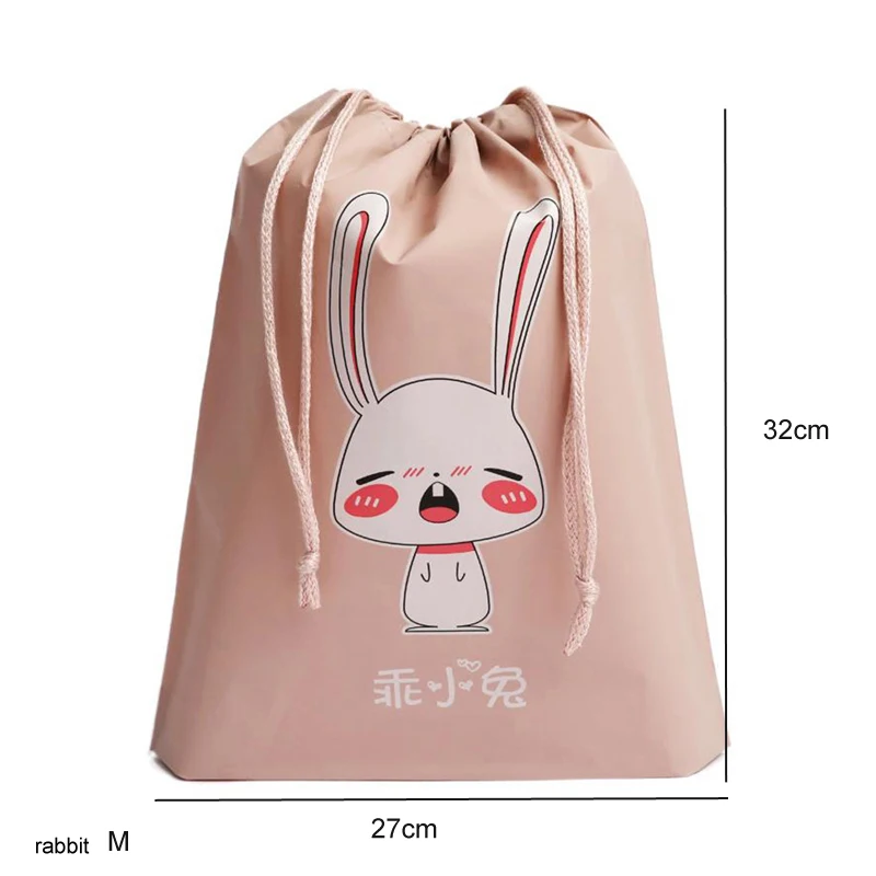 rabbit M 1 шт Мультяшные животные гидроизоляционные путешествия обуви разное организации чай подарочный мешок Детская Одежда Сумки на шнурке - Цвет: rabbit M